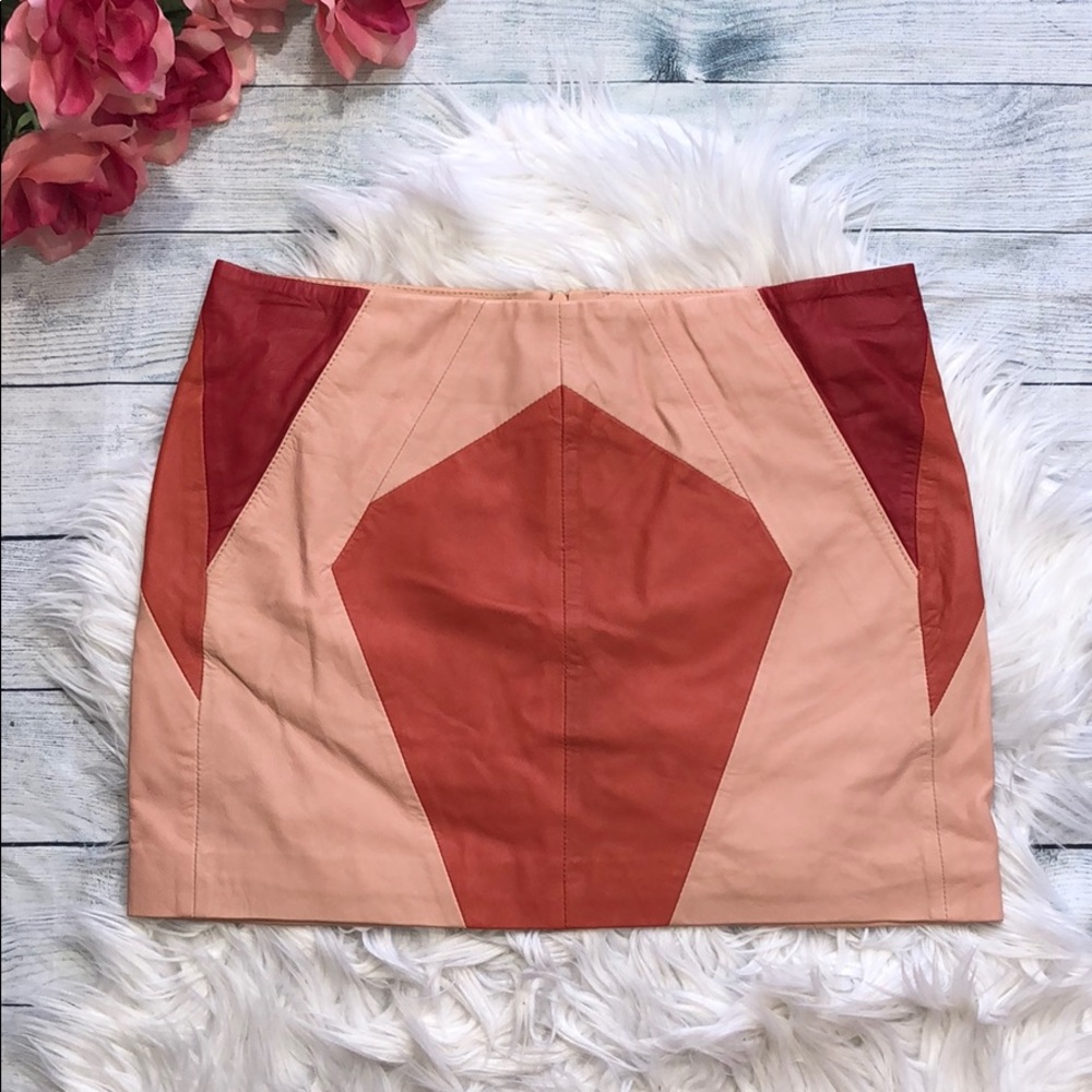 NWT Maje Arbalette Leather Apricot Mini Skirt